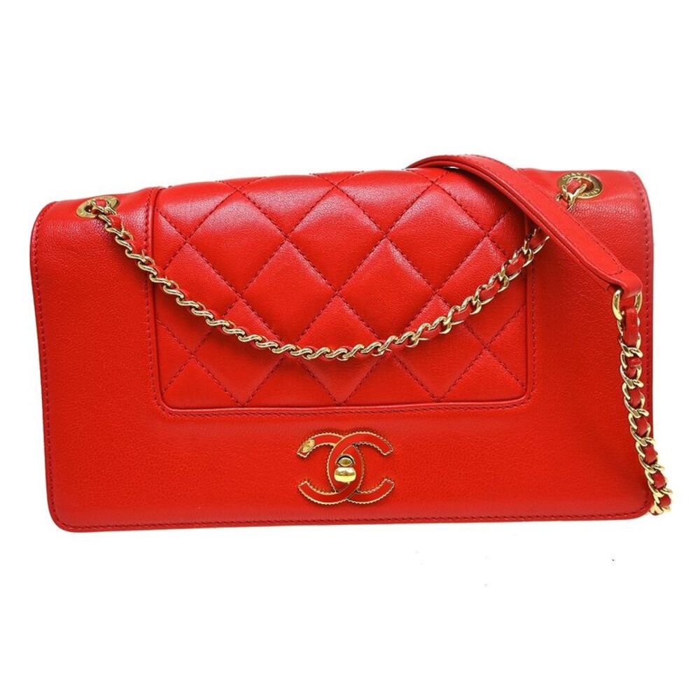 Chanel Mademoiselle Vintage Flap Lambskin Red Leather Shoulder Bag Bag